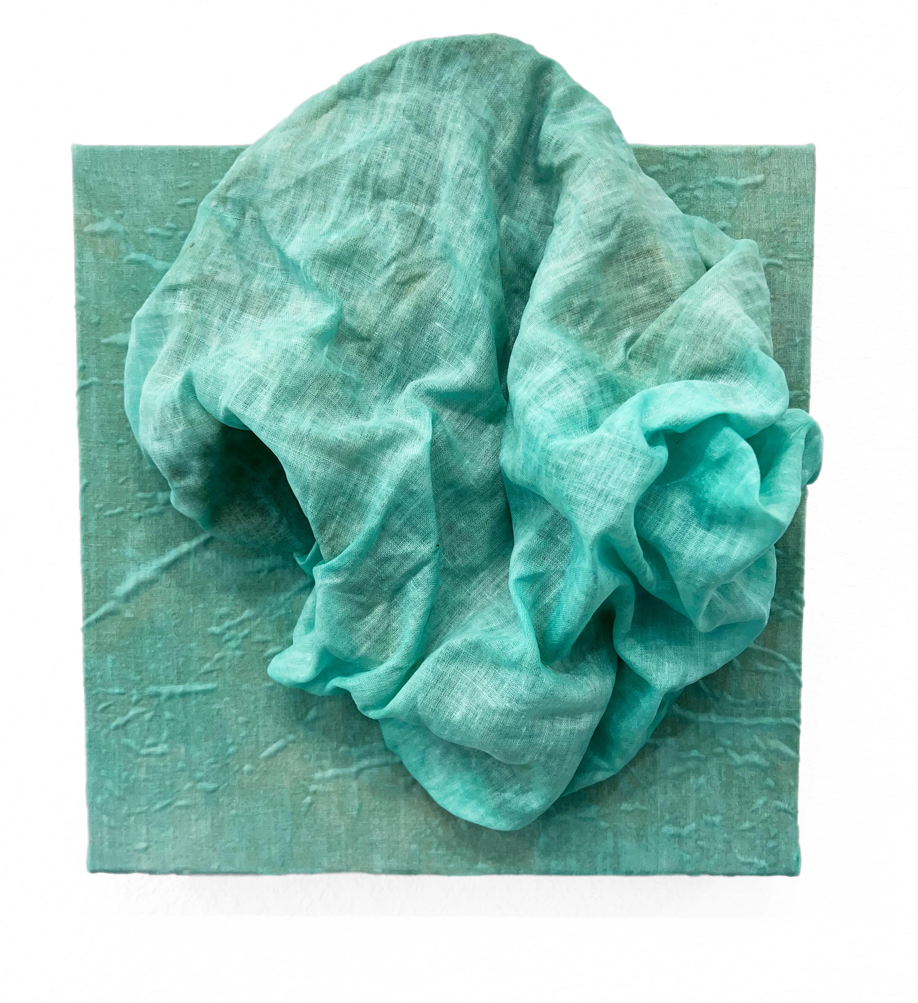 "Celadon 1" Wall sculpture- fabric, monochrome, monochromatic, elegant, bold - Mixed Media Art by Chloe Hedden