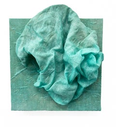 "Celadon 1" Wall sculpture- fabric, monochrome, monochromatic, elegant, bold