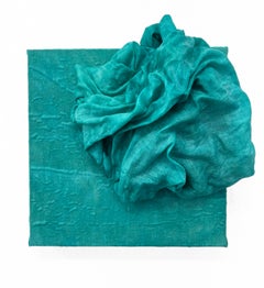"Celadon 3" Wall sculpture- fabric, monochrome, monochromatic, elegant, bold