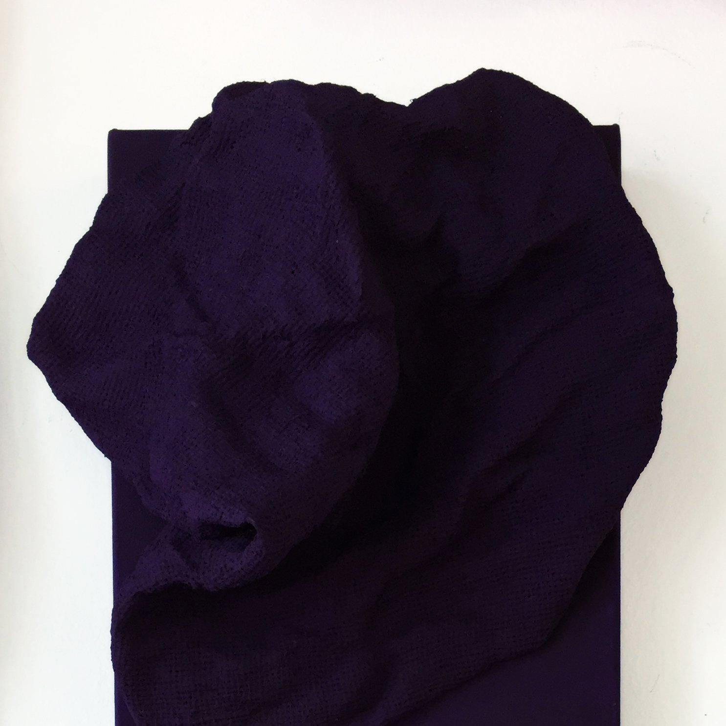 Egyptian Violet Folds - Pair (folds, dark art, fabric, textile arts, wall mount) - Sculpture by Chloe Hedden