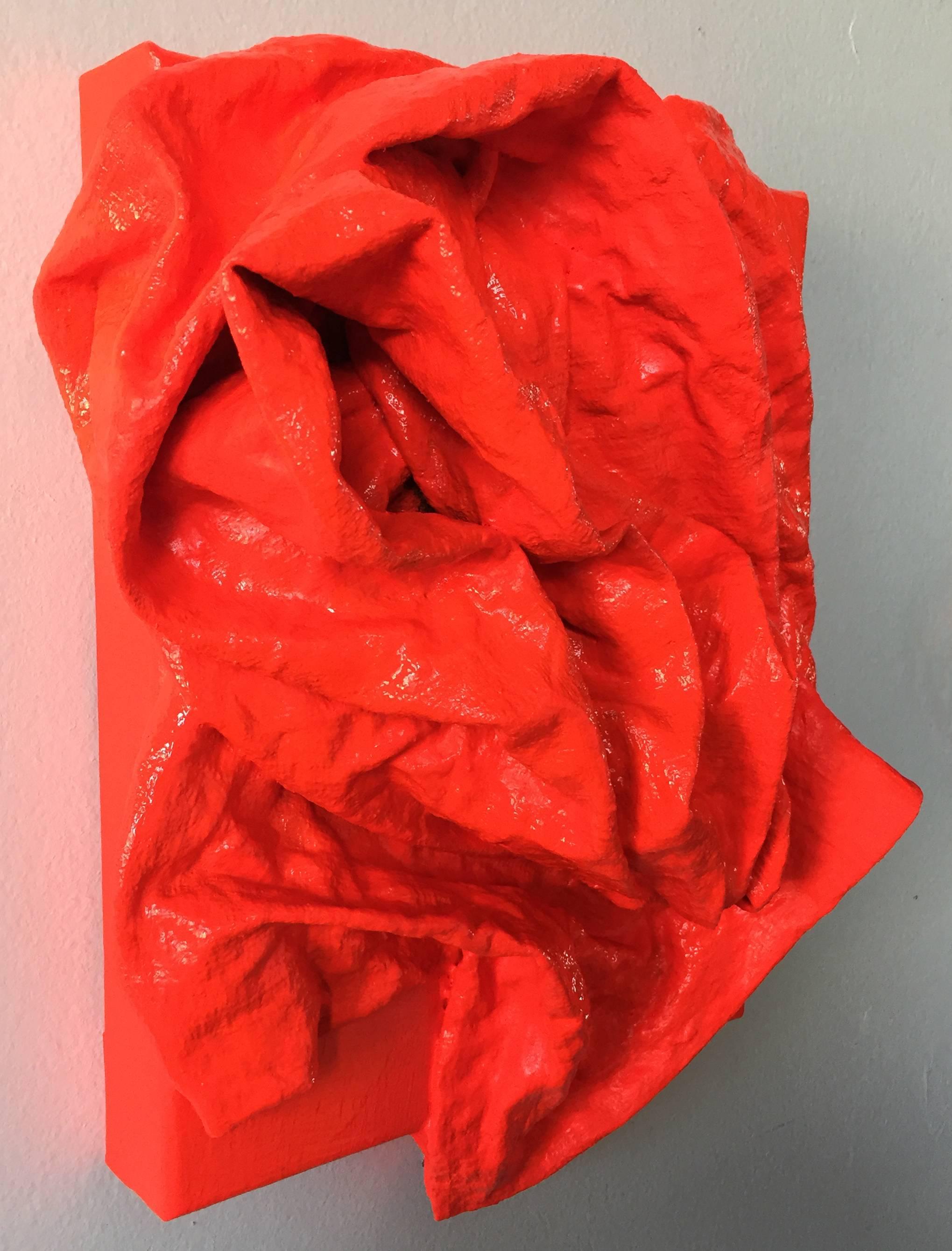 Fluorescent Grenadine Folds - Abstract Sculpture by Chloe Hedden