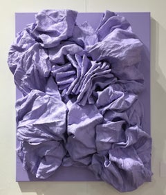 Lavender Folds (hardened fabric, lilac art, contemporary design, wall sculpture)