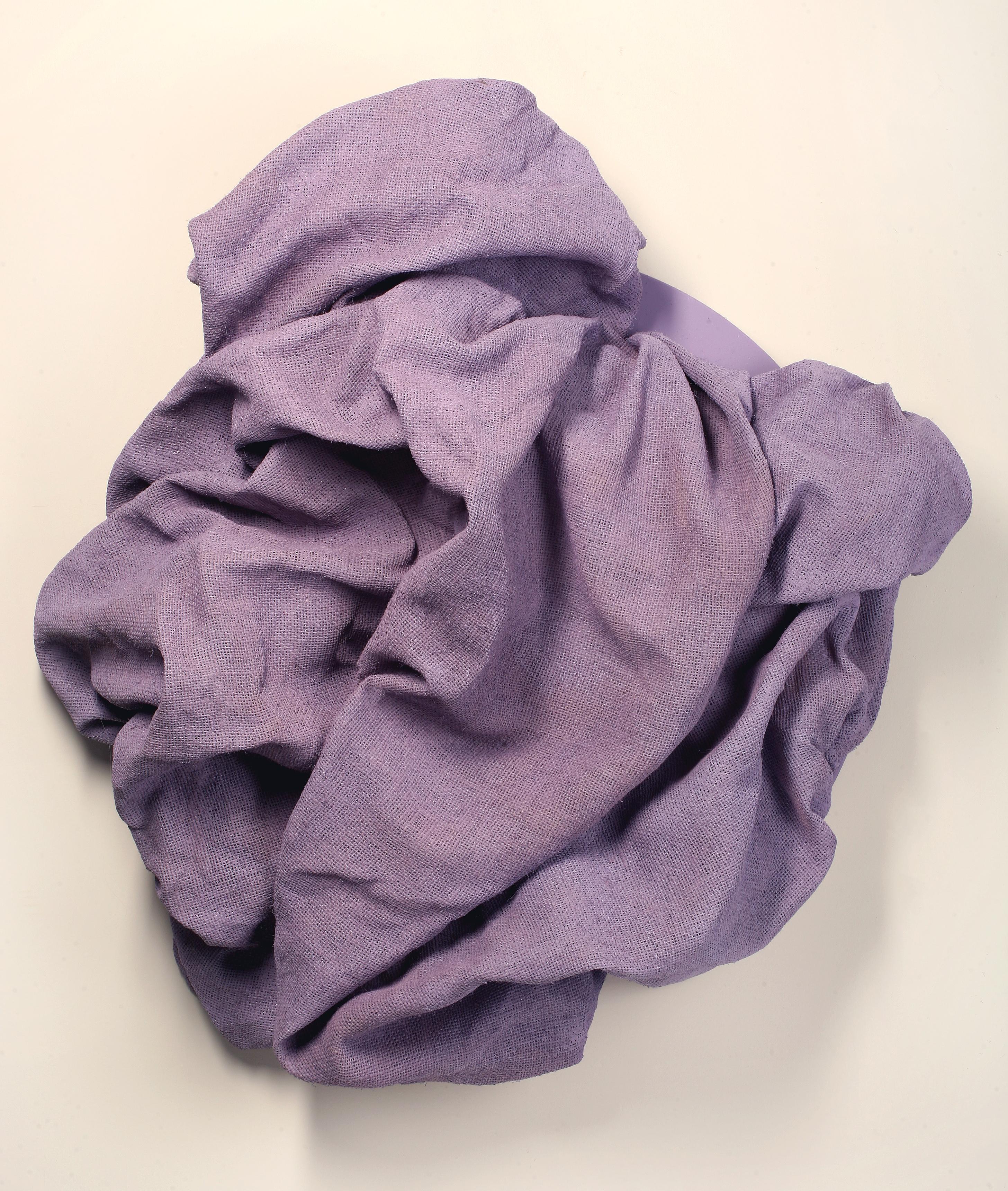 Chloe Hedden Abstract Sculpture - "Lavender Folds" Wall sculpture- fabric, monochrome, monochromatic, purple, mcm