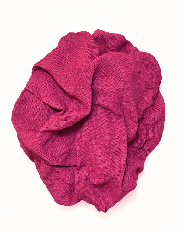 Chloe Hedden Abstract Sculpture - Mambo Pink Folds (fabric, contemporary art design, textile wall sculpture)