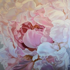 "Pink Peony" Oil Painting-  pink, red, monochrome, flower, flowers, still life