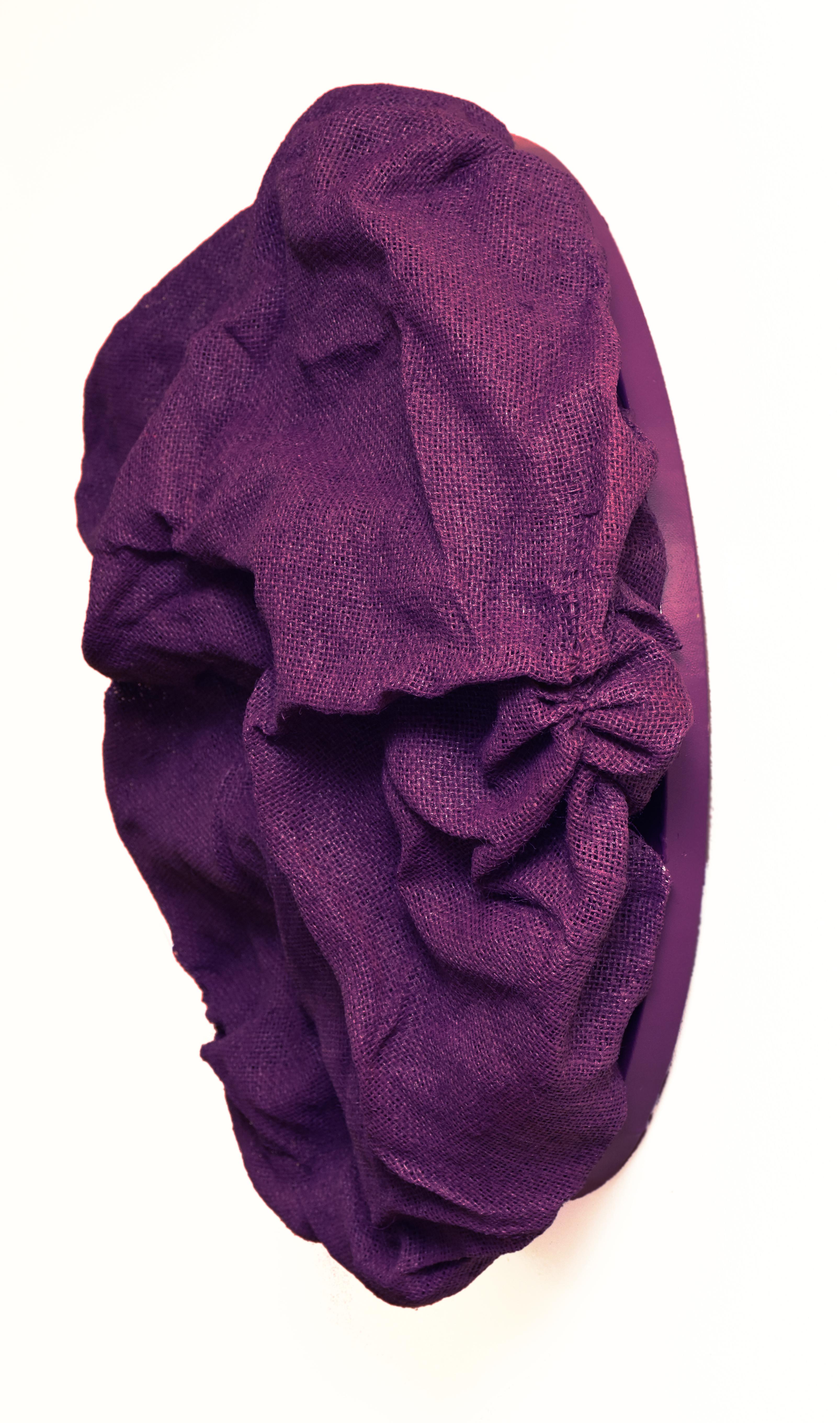 Plum Folds (fabric, contemporary design, monochrome, minimalist, textile design) - Purple Abstract Sculpture by Chloe Hedden