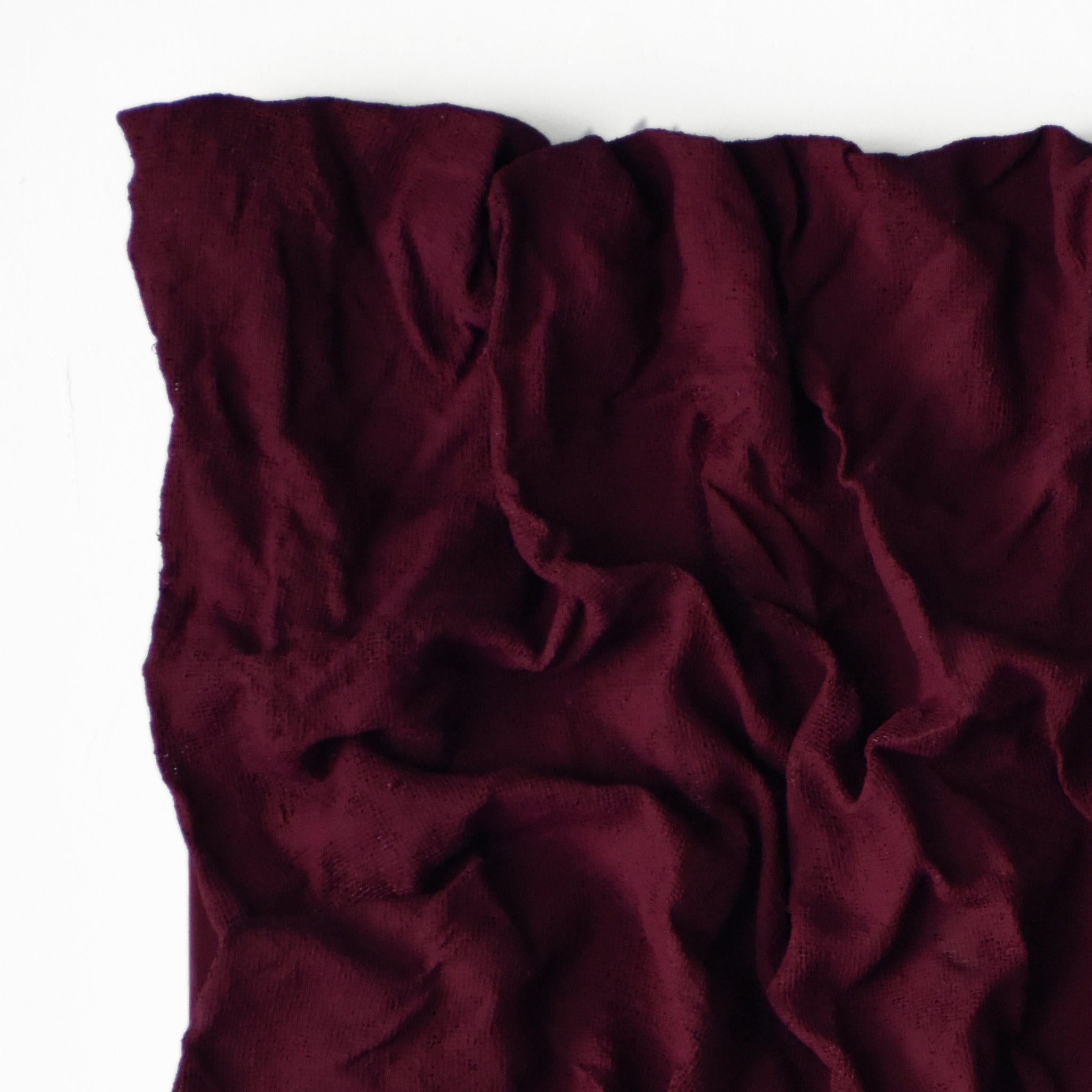 Rasberry Dream Folds (hardened fabric, contemporary art design, wall sculpture) - Sculpture by Chloe Hedden