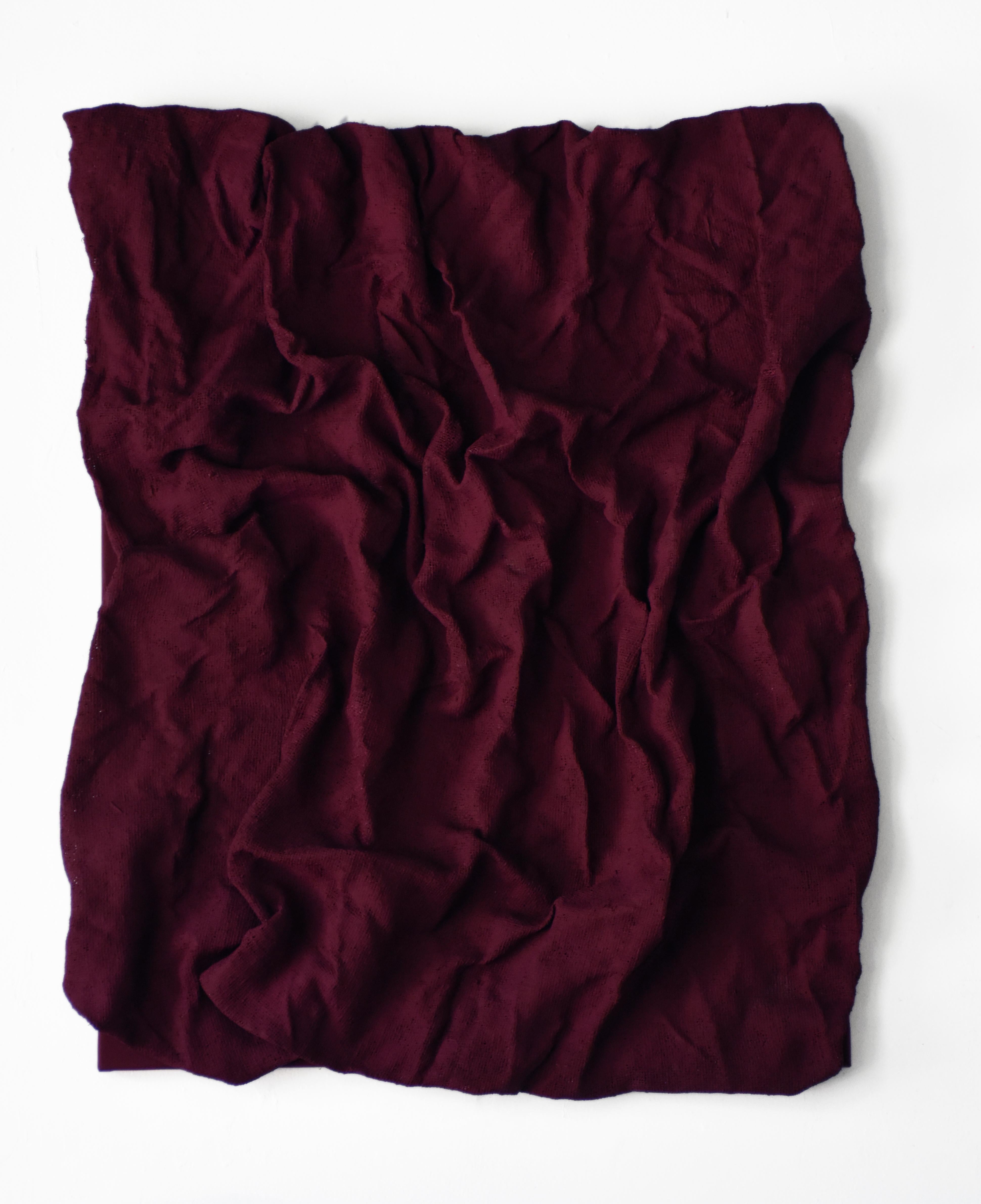 Chloe Hedden Abstract Sculpture - Rasberry Dream Folds (hardened fabric, contemporary art design, wall sculpture)