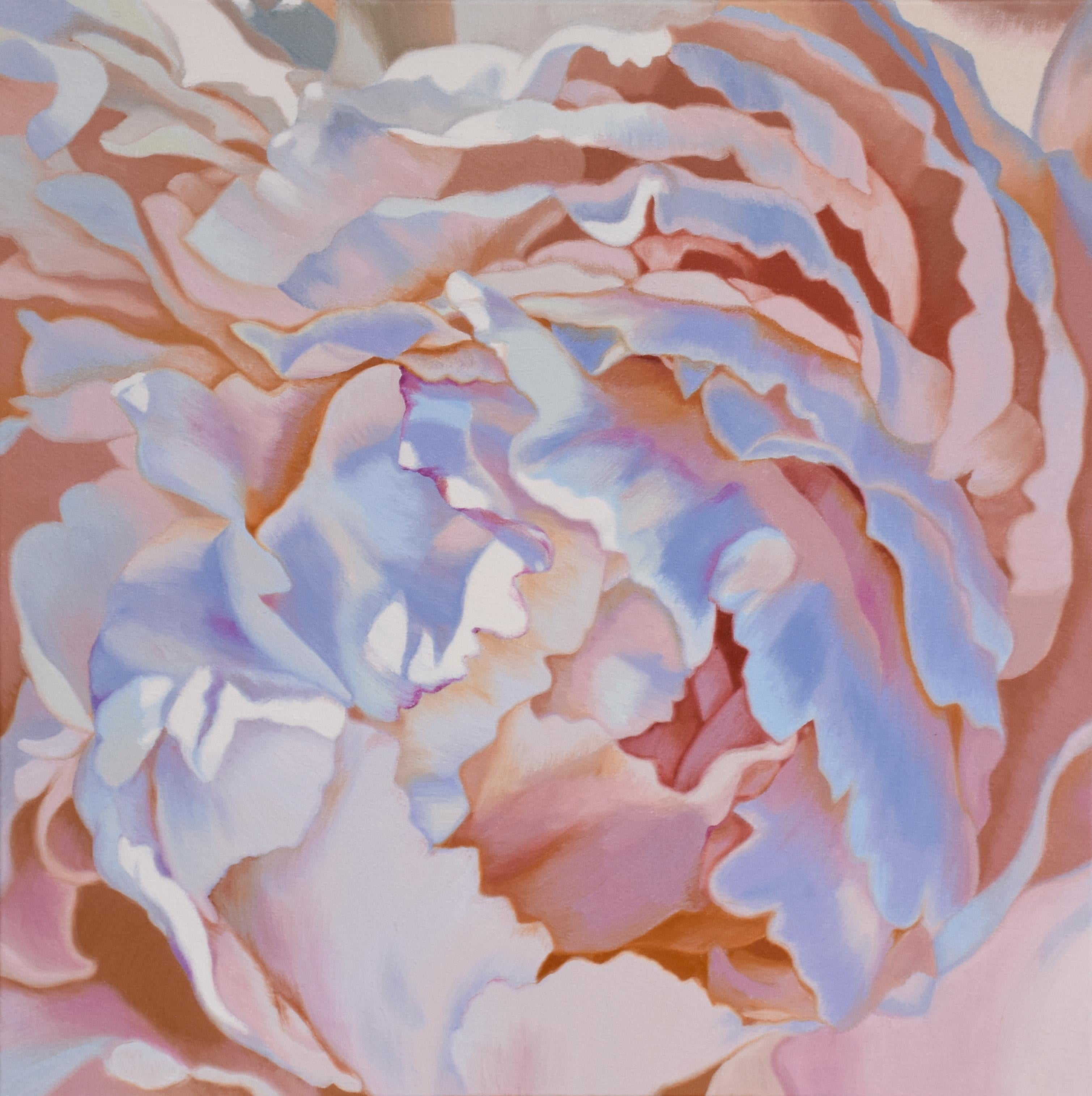 "Salt Spring Peony" Ölgemälde-  Rosa, Rot, Blume, Blumen, Stillleben – Mixed Media Art von Chloe Hedden