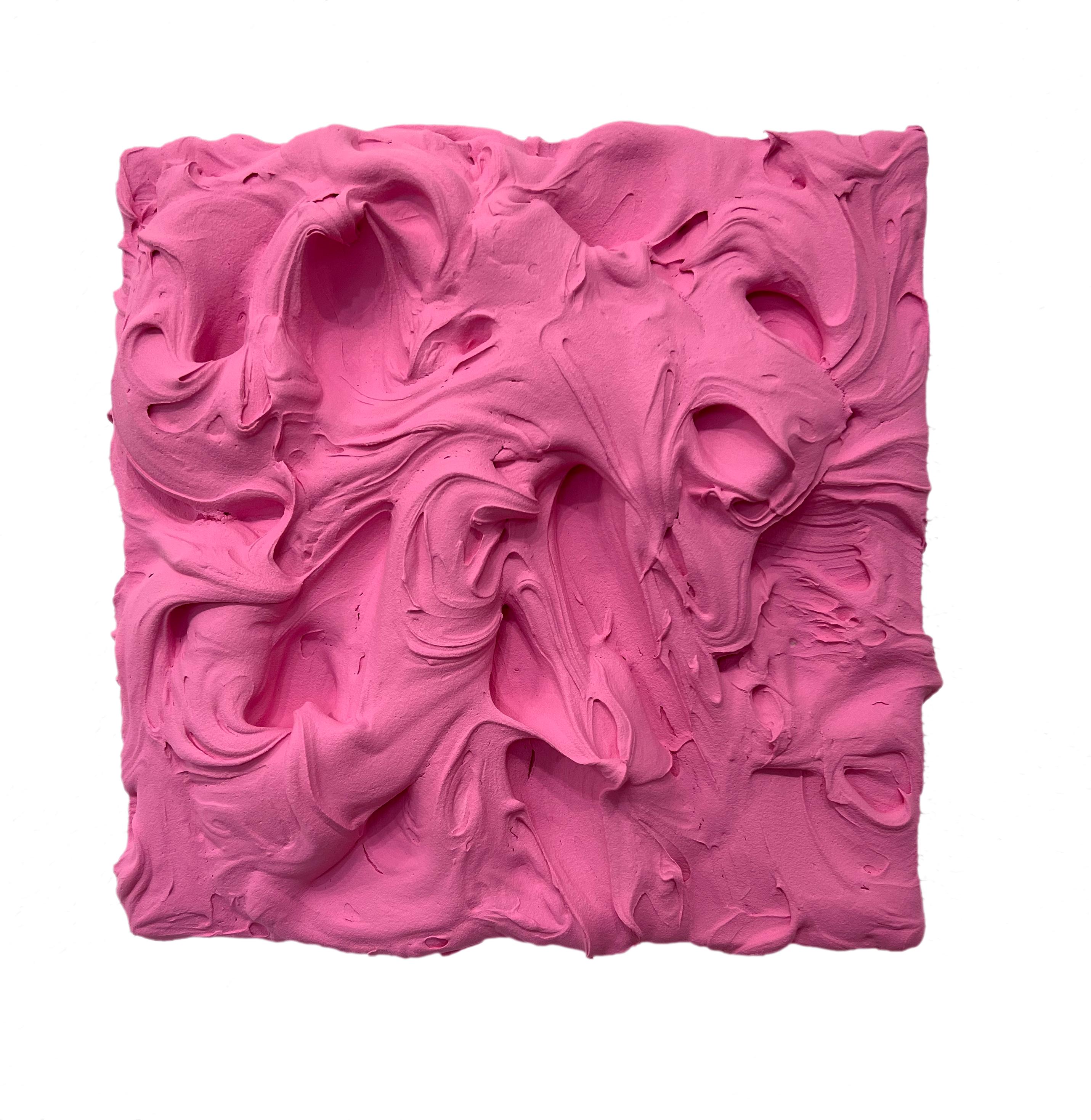 "Sweet Pink" Excess Wall Sculpture, monochrome, hot pink, maximalism, bold - Mixed Media Art by Chloe Hedden