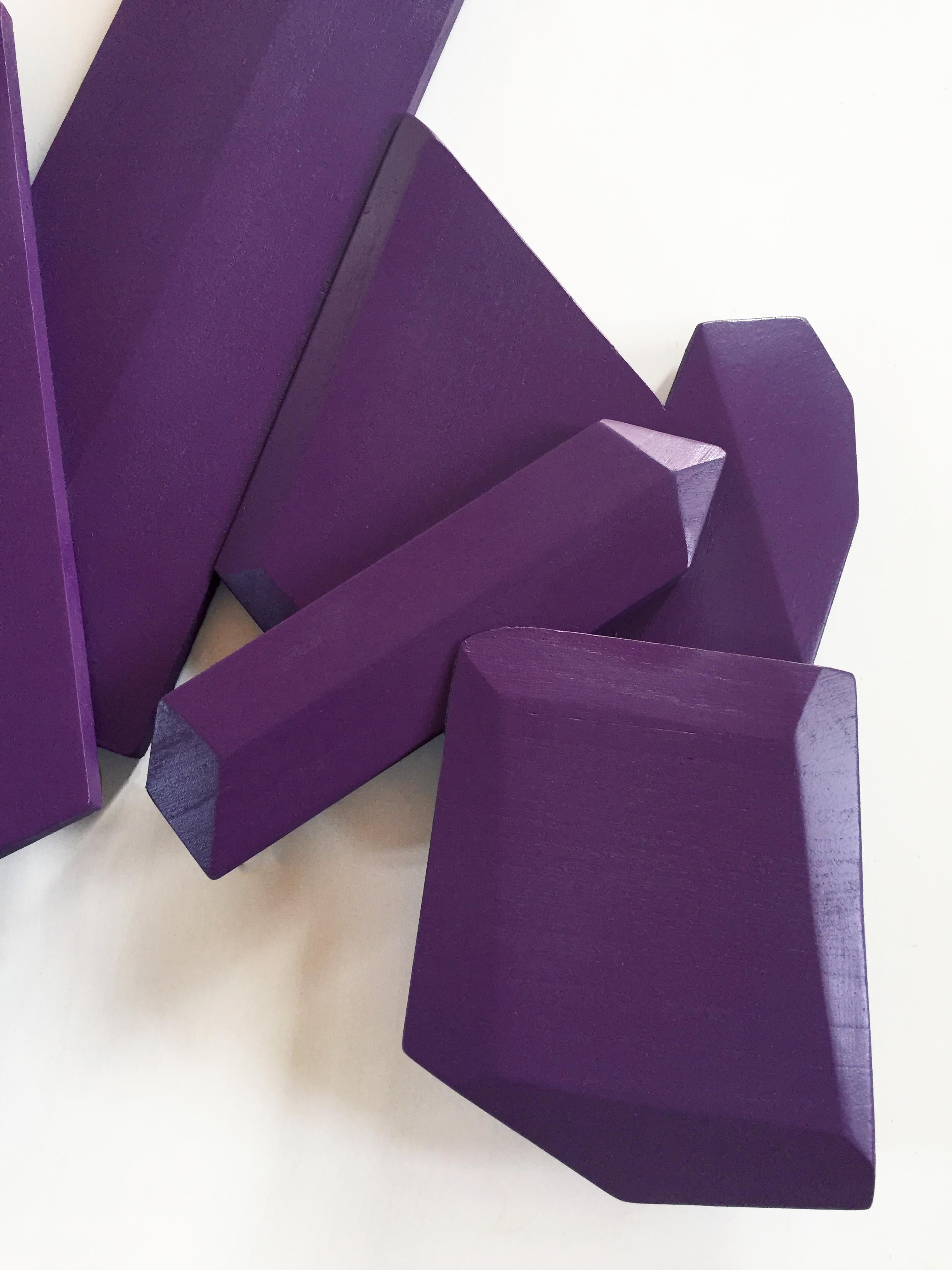 Ultra Violet Crystal (wood, contemporary design, geometric, purple, sculpture) - Brown Abstract Sculpture by Chloe Hedden