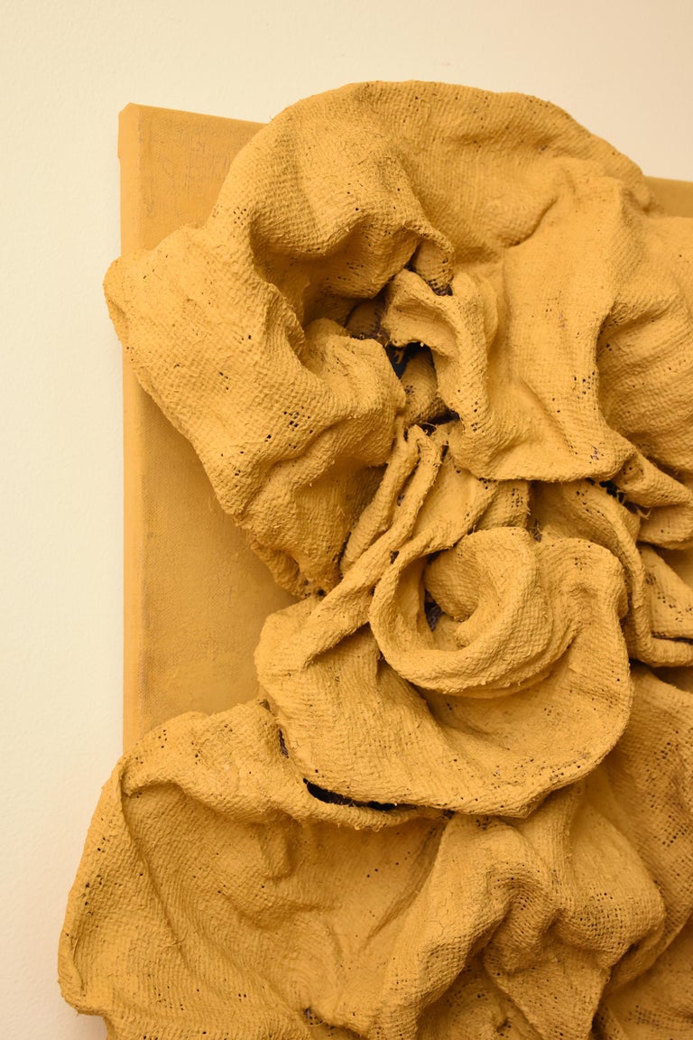 Chloe Hedden Yellow Ochre Folds 2 (hardened fabric, wall sculpture