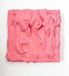 80's Peach Excess (impasto pink thick painting monochrome pop square design)