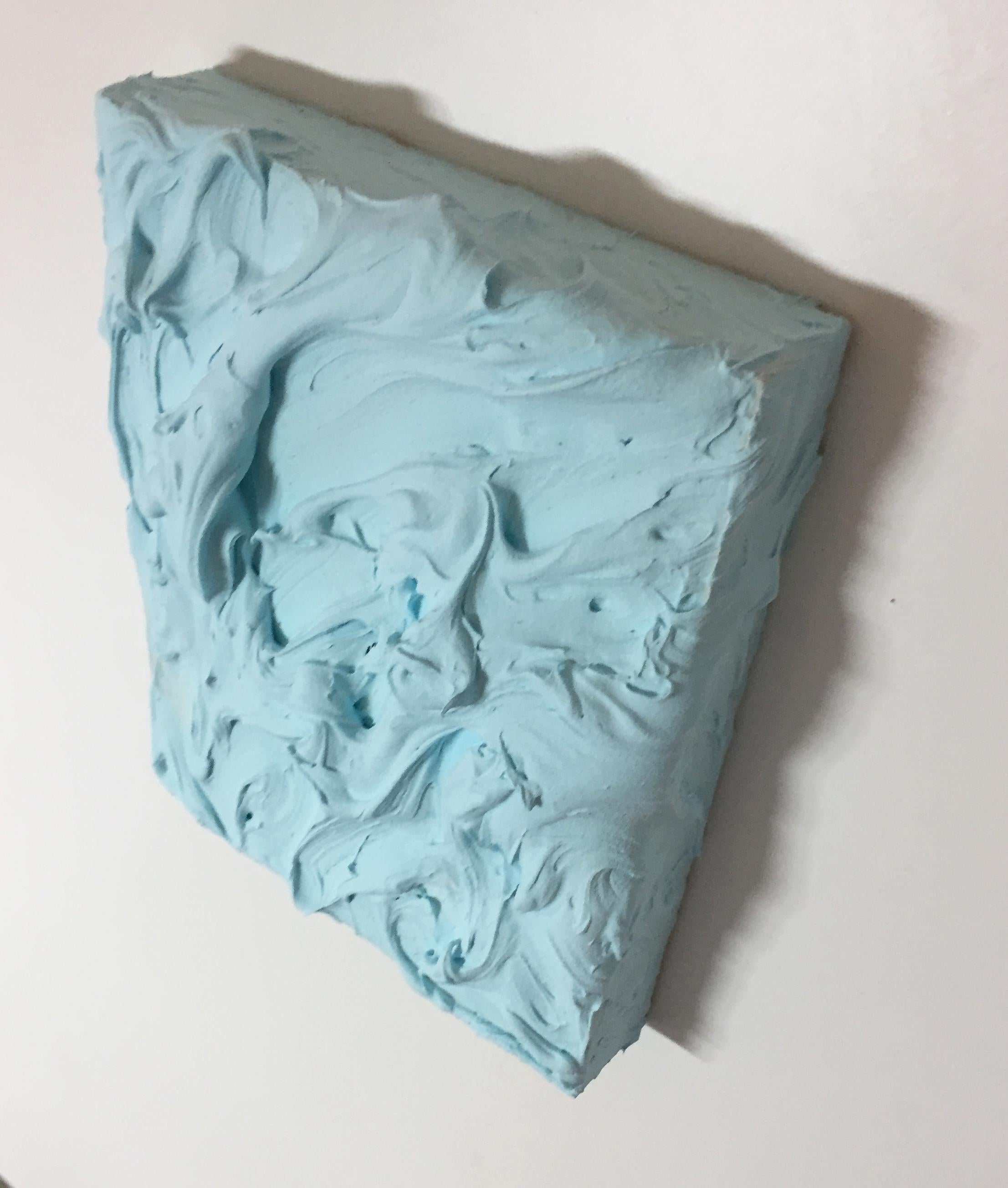 Aqua Blue Excess (impasto texture thick small painting salon hanging bold pop  - Pop Art Painting by Chloe Hedden