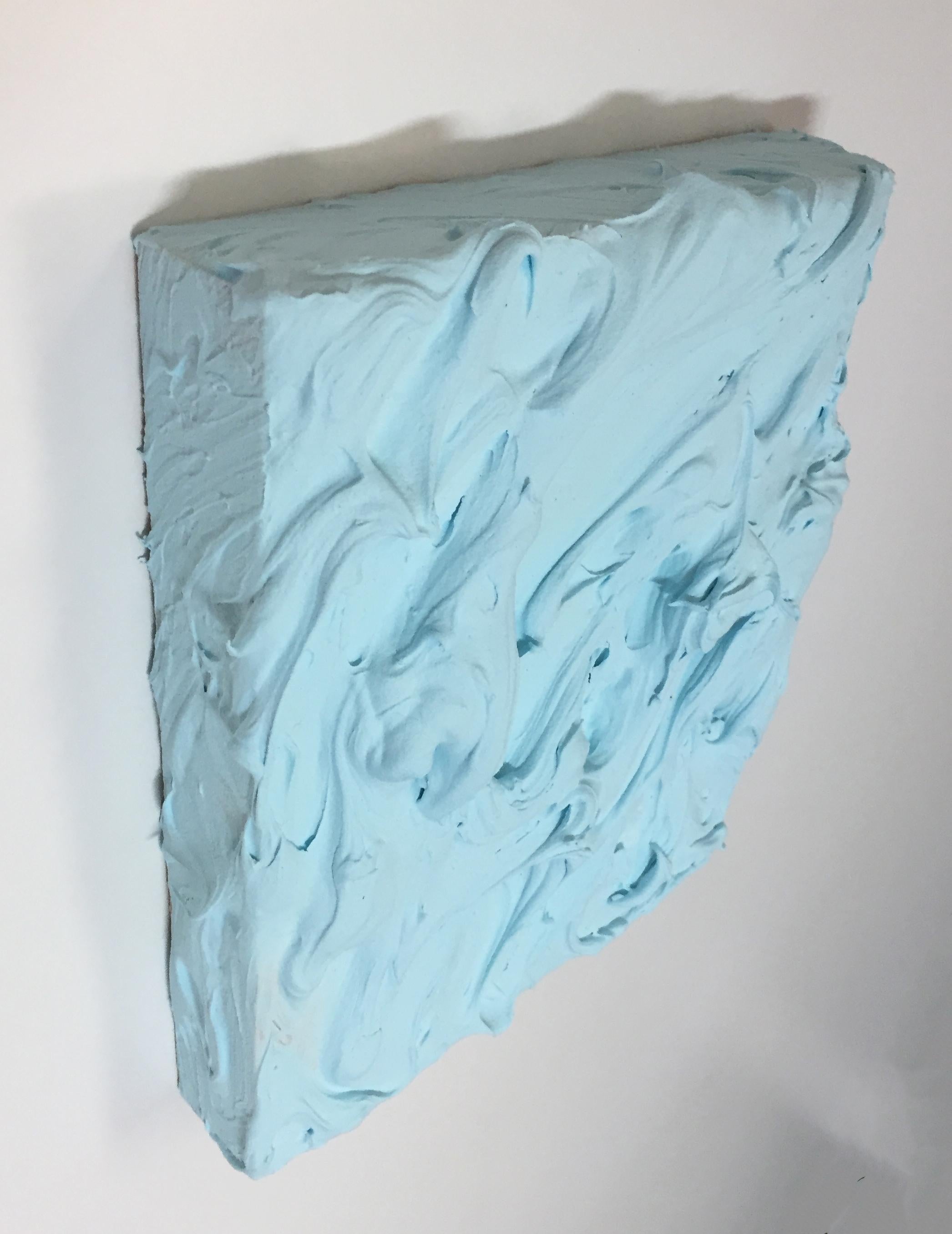 Aqua Blue Excess (impasto texture thick small painting salon hanging bold pop  1
