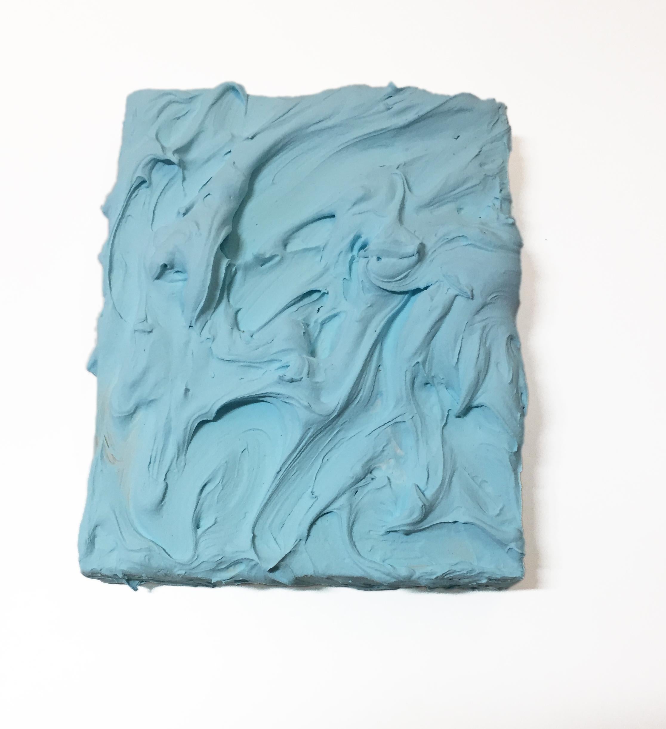 Aqua Blue Excess (impasto texture thick small painting salon hanging bold pop  2