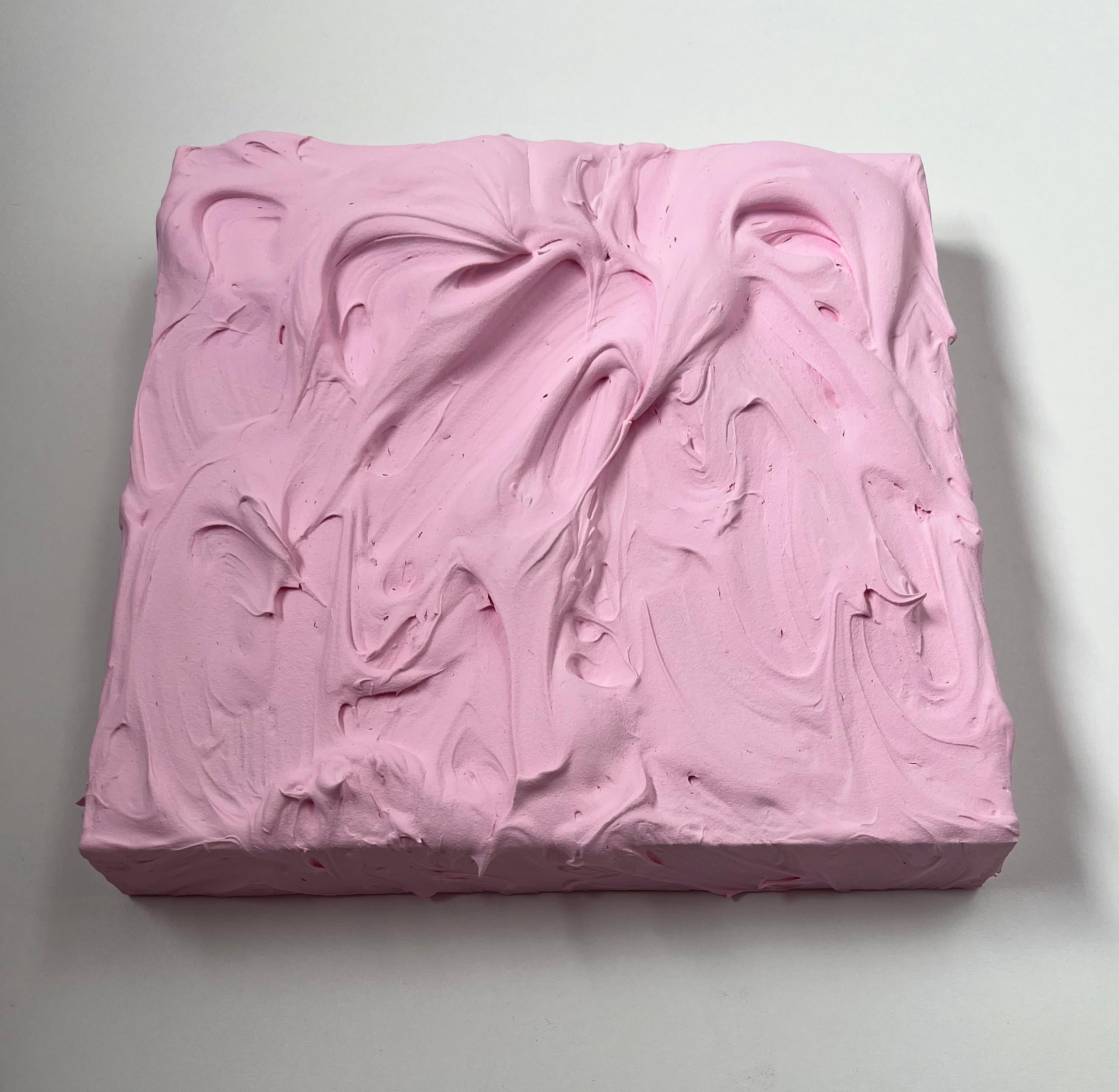 Baby Pink Excess (Rose Impasto dicke Malerei monochrome Pop Quadrat Design) im Angebot 1