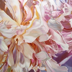 Becky's Peony 4 (floral painting, realist, pastels, flower, oil painting, canvas