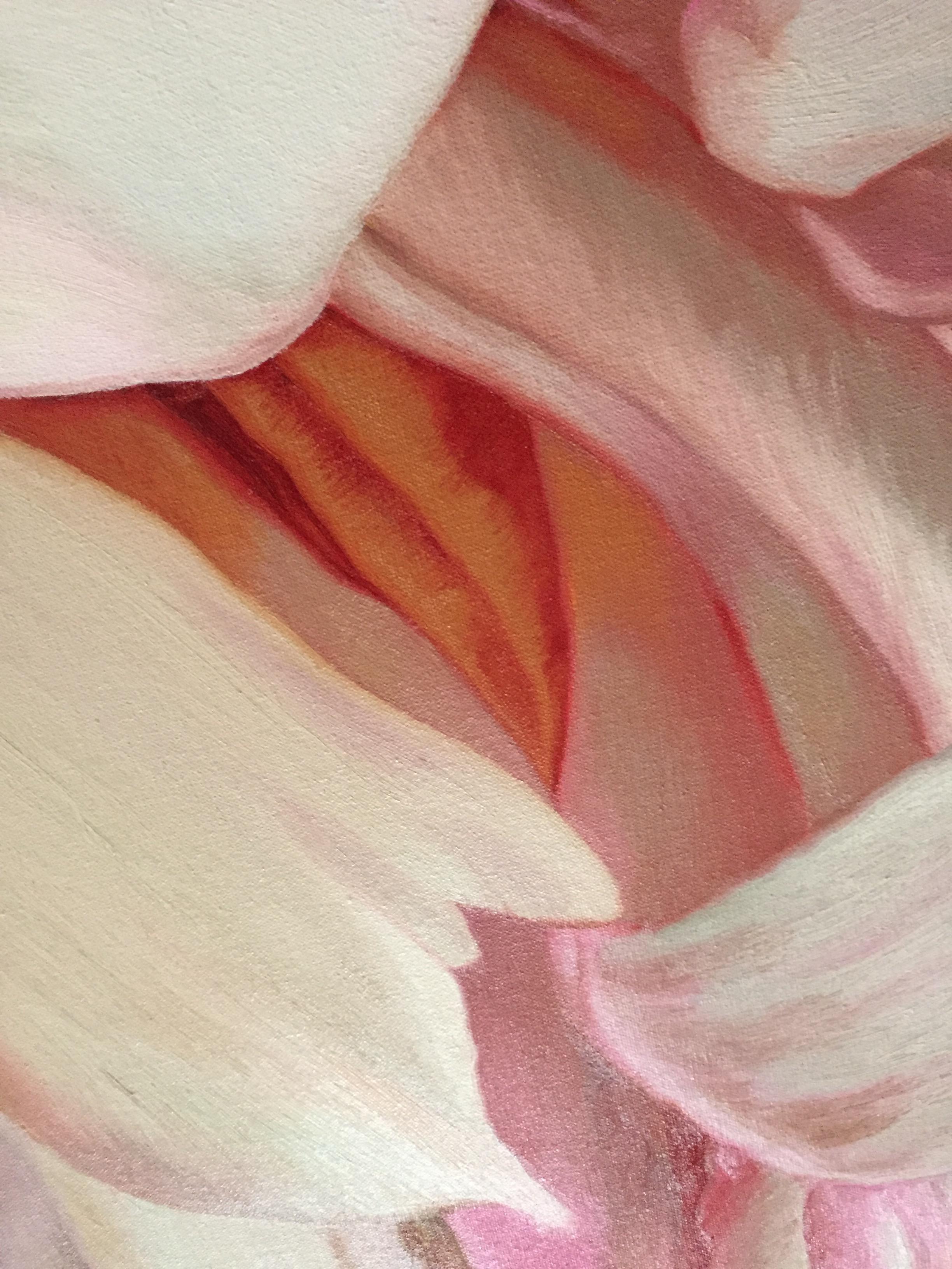 Becky's Peony 4 - Beige Still-Life Painting by Chloe Hedden