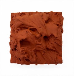 Burnt Siena Excess (thick impasto painting square monochrome pop design)