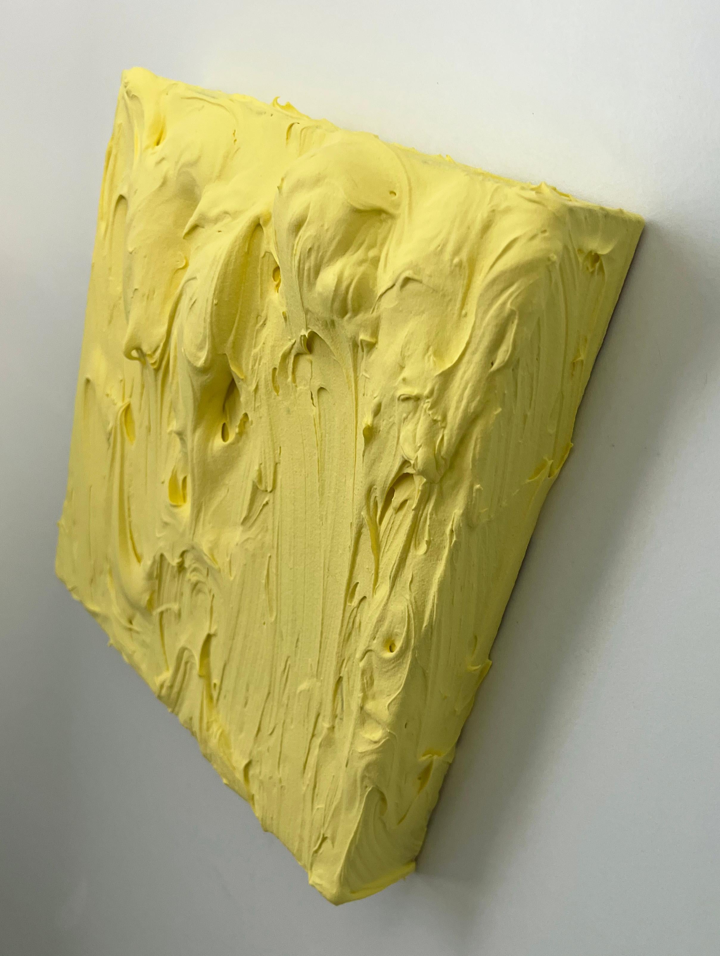 Butter Excess (popcorn impasto thick painting monochrome pop square design) - Pop Art Sculpture by Chloe Hedden