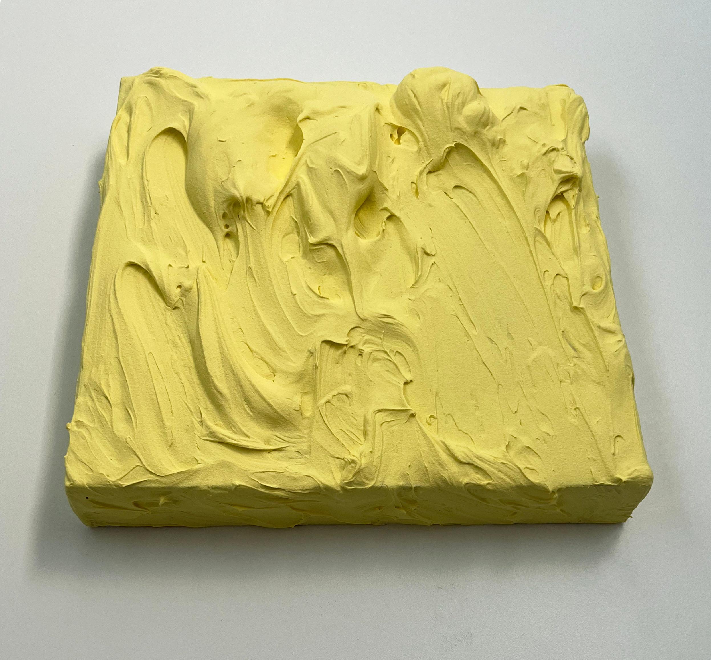 Butter Excess is a thick and vibrant impasto painting on wood. The elegant texture is spontaneously built up and creates the dynamic surface composition. This creates an engaging artwork where light circulates on the surface and shadows are