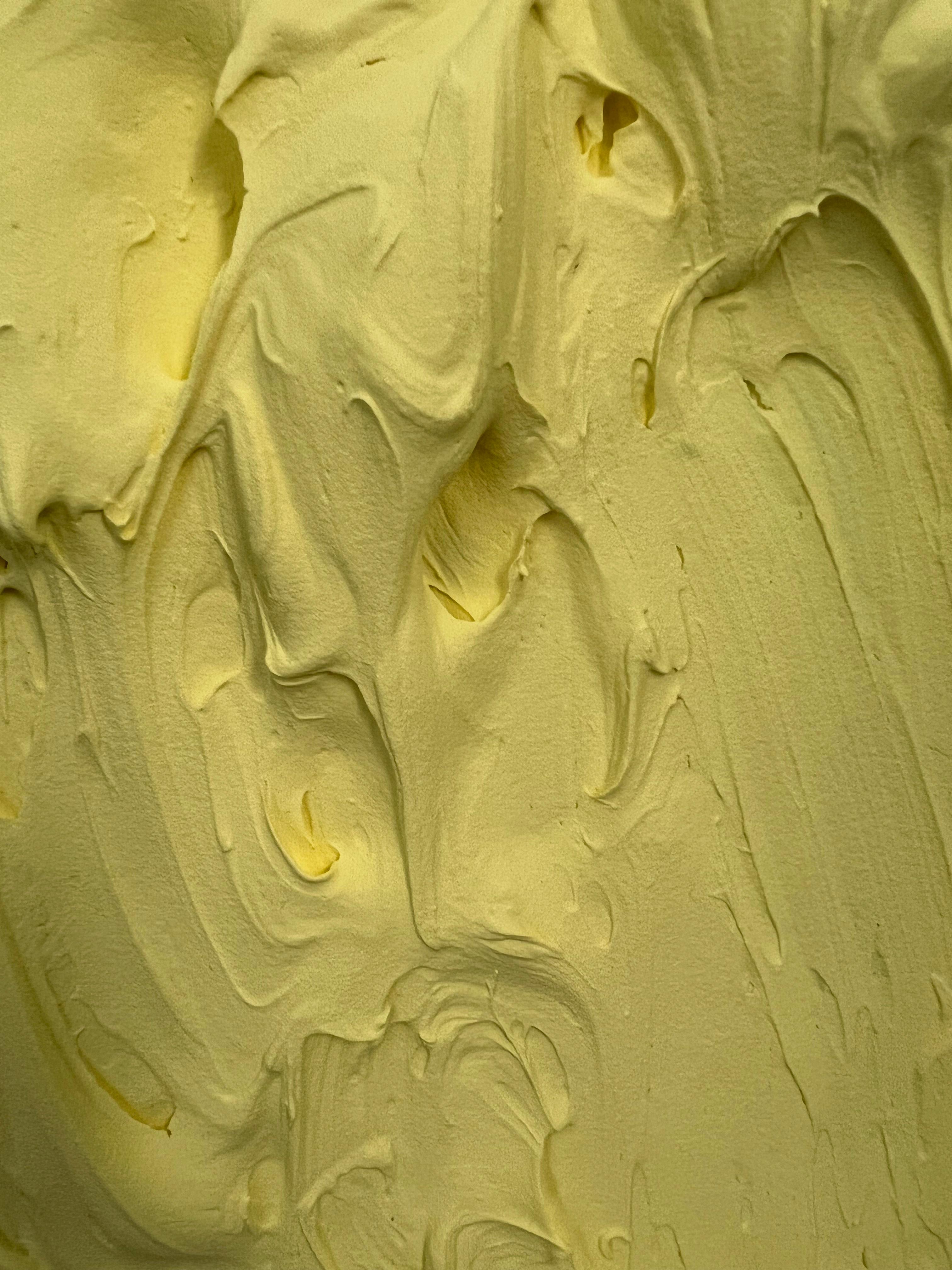 Butter Excess (popcorn impasto thick painting monochrome pop square design) 1