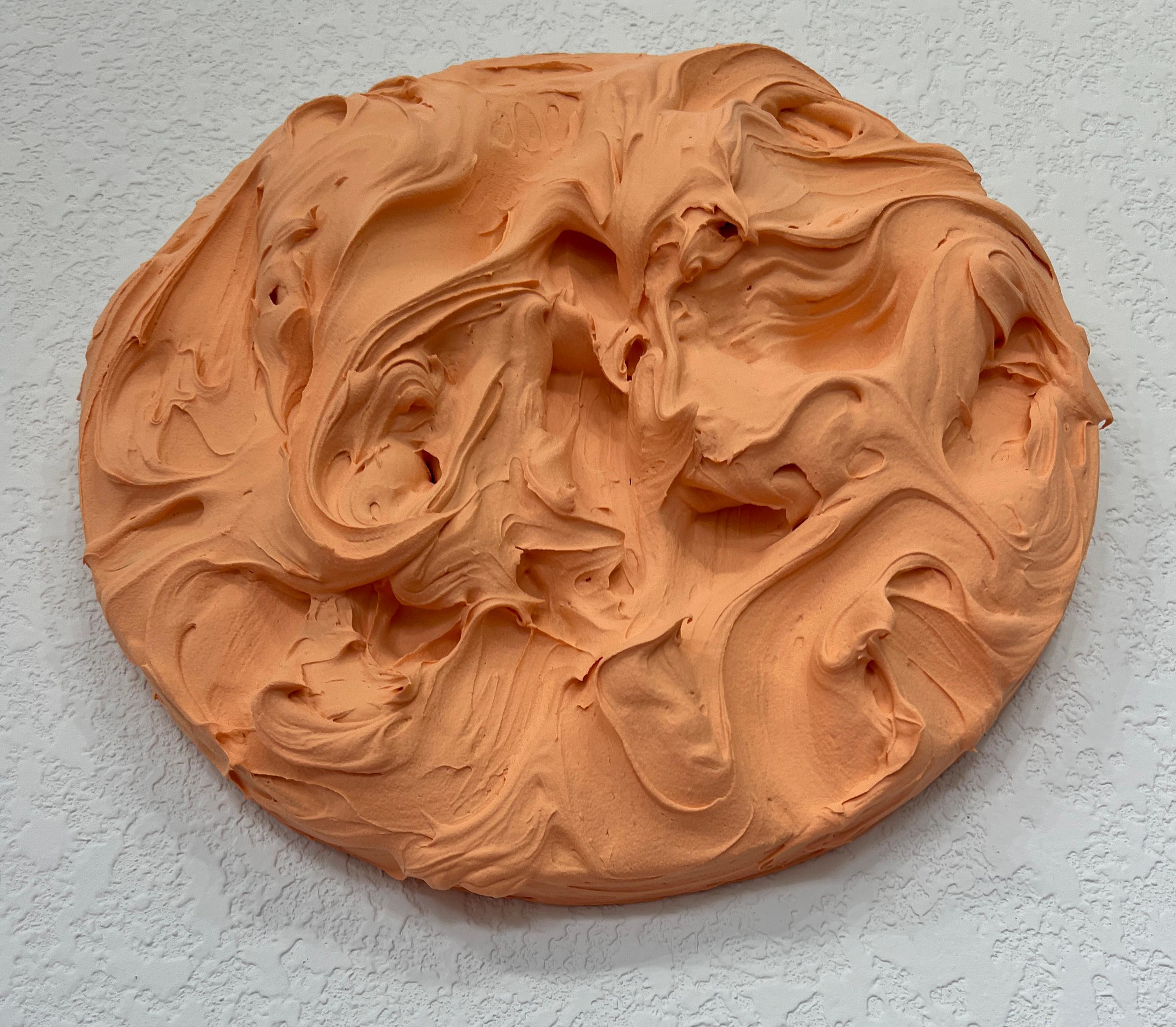 Exceso de Cantalupo (pintura de empaste rosa grueso diseño pop monocromo cuadrado) - Sculpture de Chloe Hedden