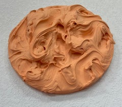 Cantaloupe Excess (thick pink impasto painting square monochrome pop design)