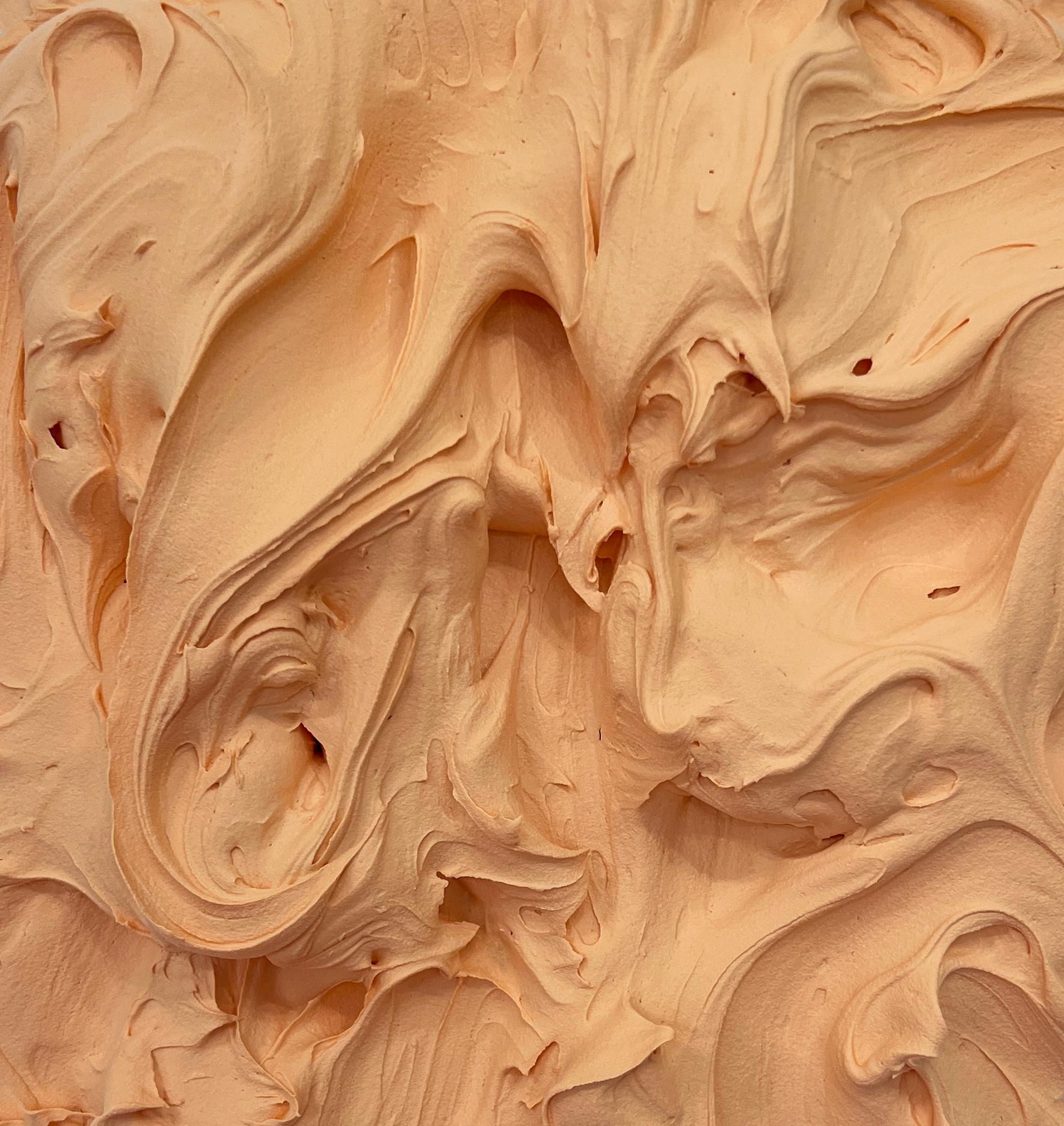 Exceso de Cantalupo (pintura de empaste rosa grueso diseño pop monocromo cuadrado) - Sculpture Arte pop de Chloe Hedden