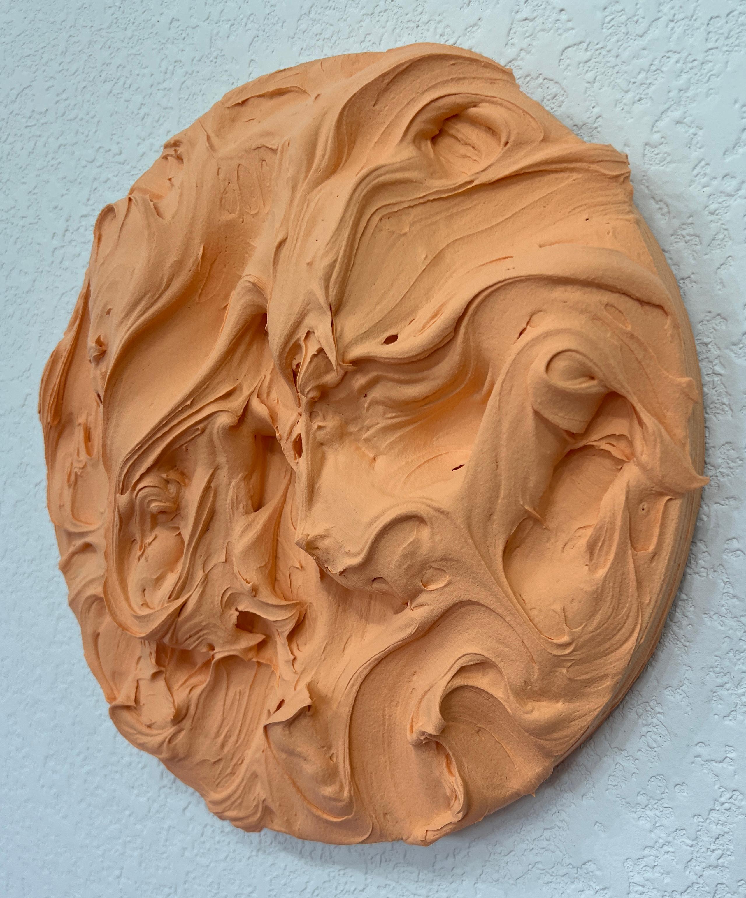 Exceso de Cantalupo (pintura de empaste rosa grueso diseño pop monocromo cuadrado) en venta 1