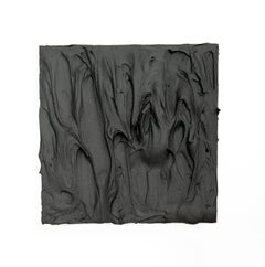 Exceso de carbono (pintura gruesa oscura empastada diseño pop monocromo cuadrado)