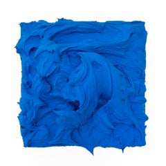 Cobalt Blue Excess (thick impasto painting square monochrome pop design)