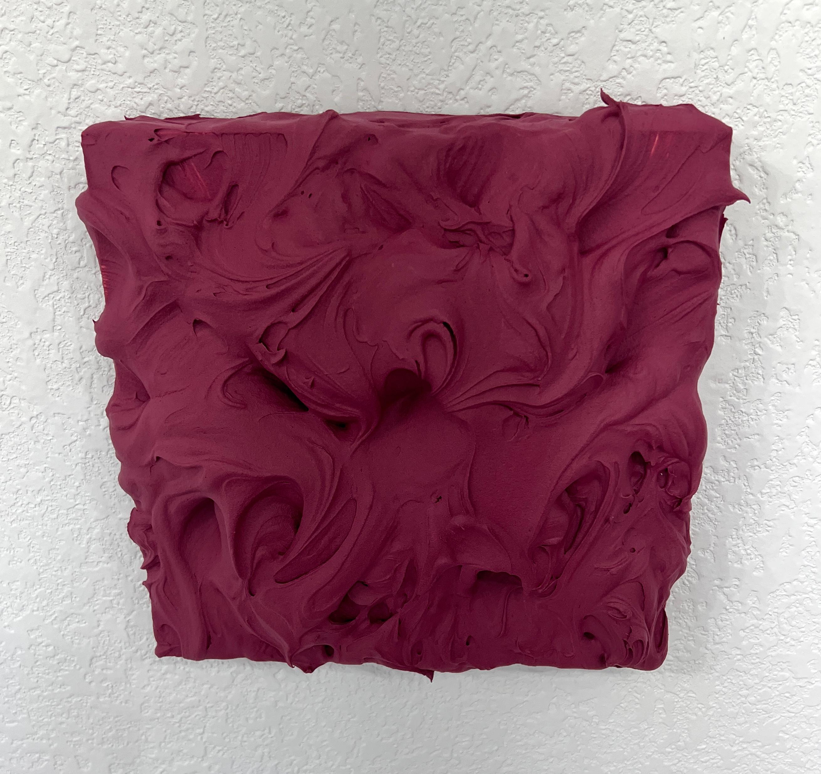 Exceso de ciruela oscura (pintura de empaste grueso diseño de tarta pop cuadrada monocroma) - Abstract Painting Marrón de Chloe Hedden