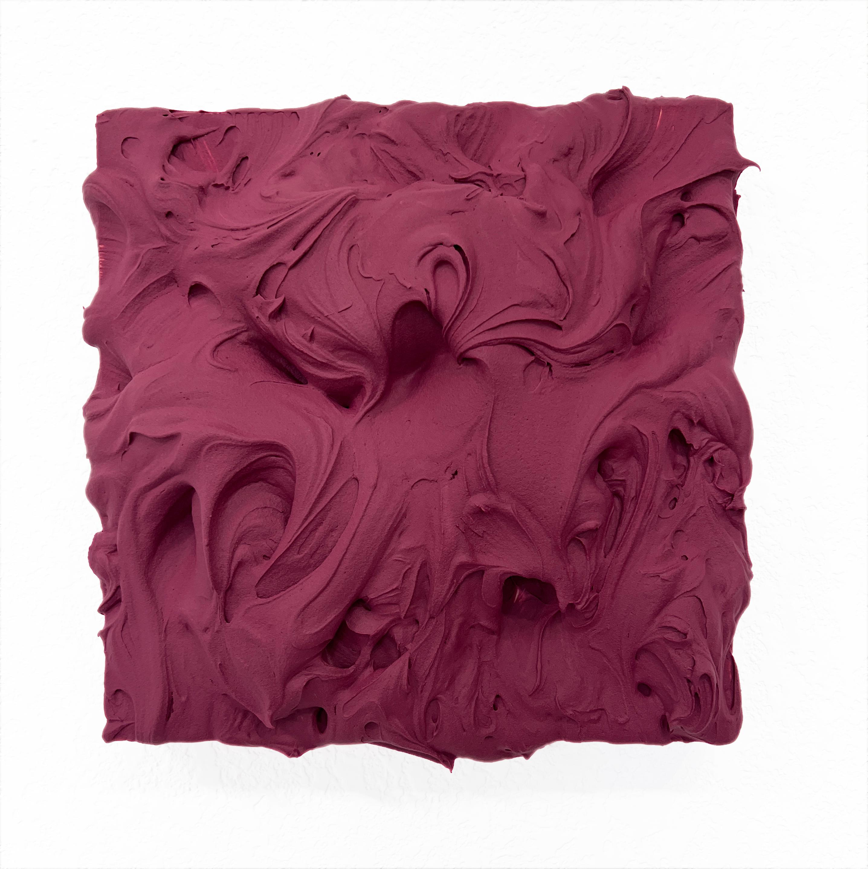 Dark Plum Excess (pittura a impasto spesso con disegno monocromatico quadrato di pop cake)