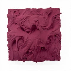 Dark Plum Excess (pittura a impasto spesso con disegno monocromatico quadrato di pop cake)