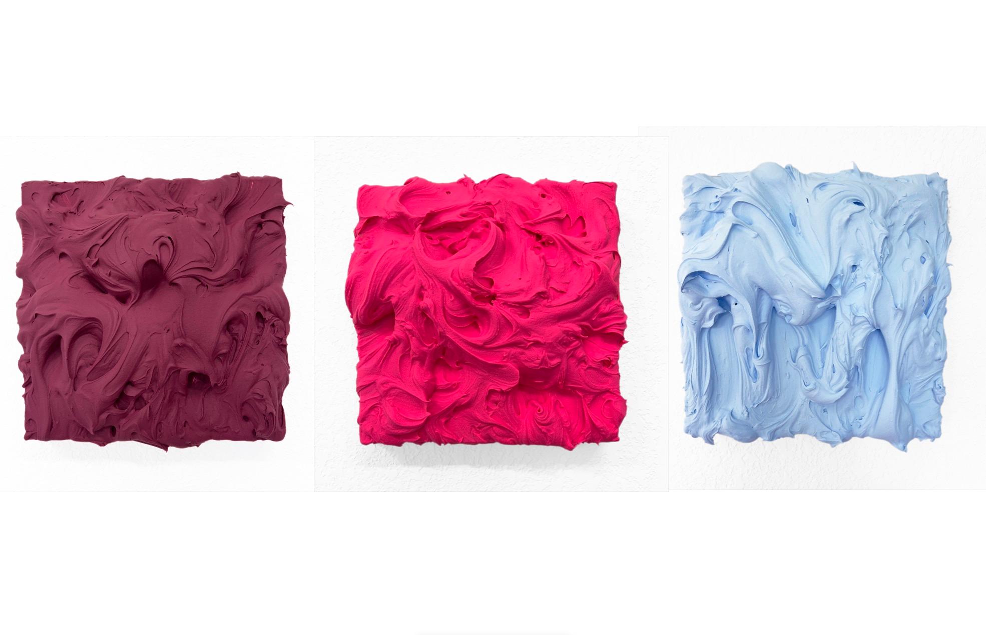 Ciruela Oscura, Rosa Caliente, Trío Exceso de Olvídame (textura pintura vibrante gruesa)