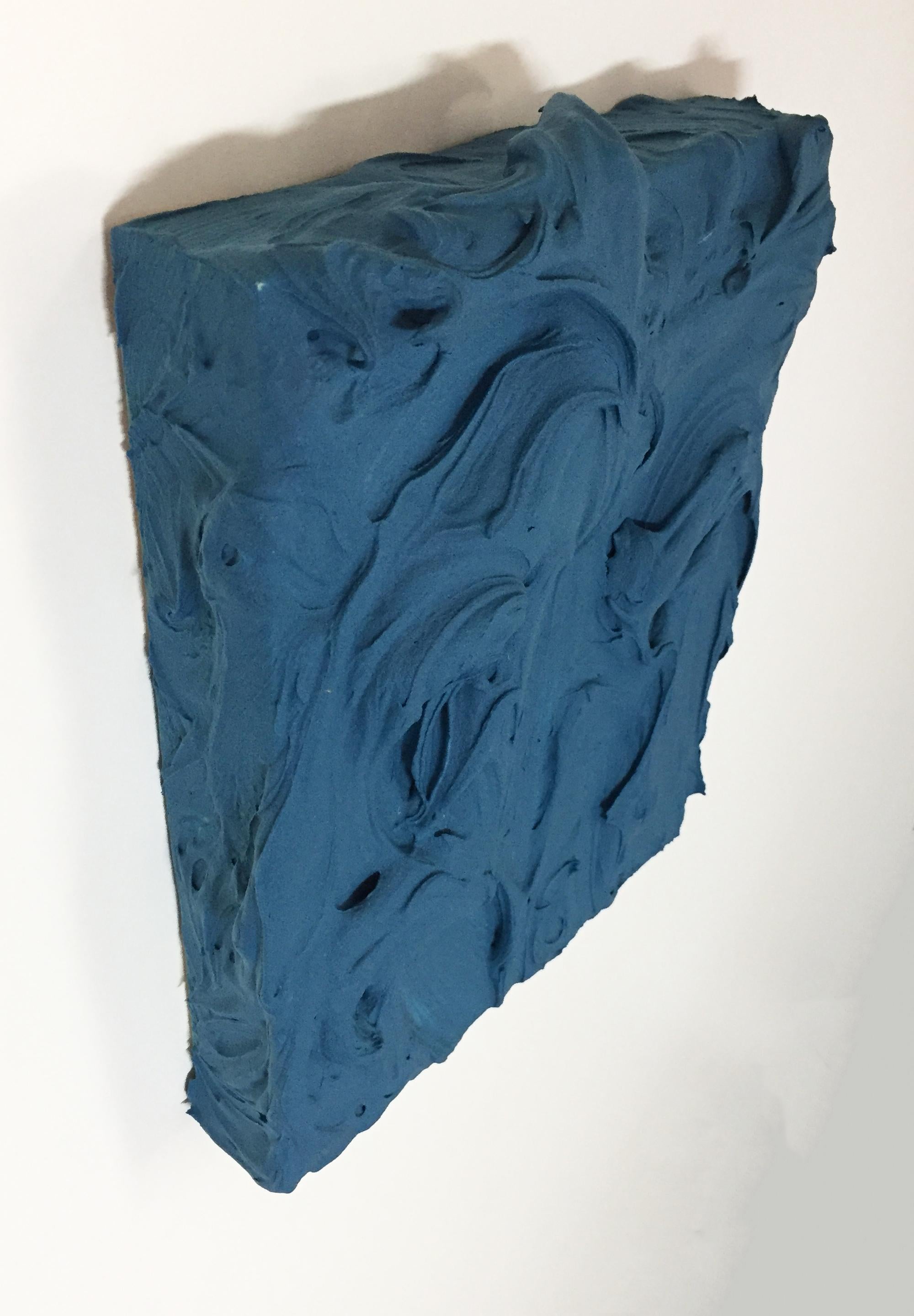 Deep Teal Excess (impasto texture thick painting monochrome pop bold design) - Brown Abstract Sculpture by Chloe Hedden