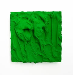 Electric Lime Excess (green impasto thick painting monochrome pop square design)