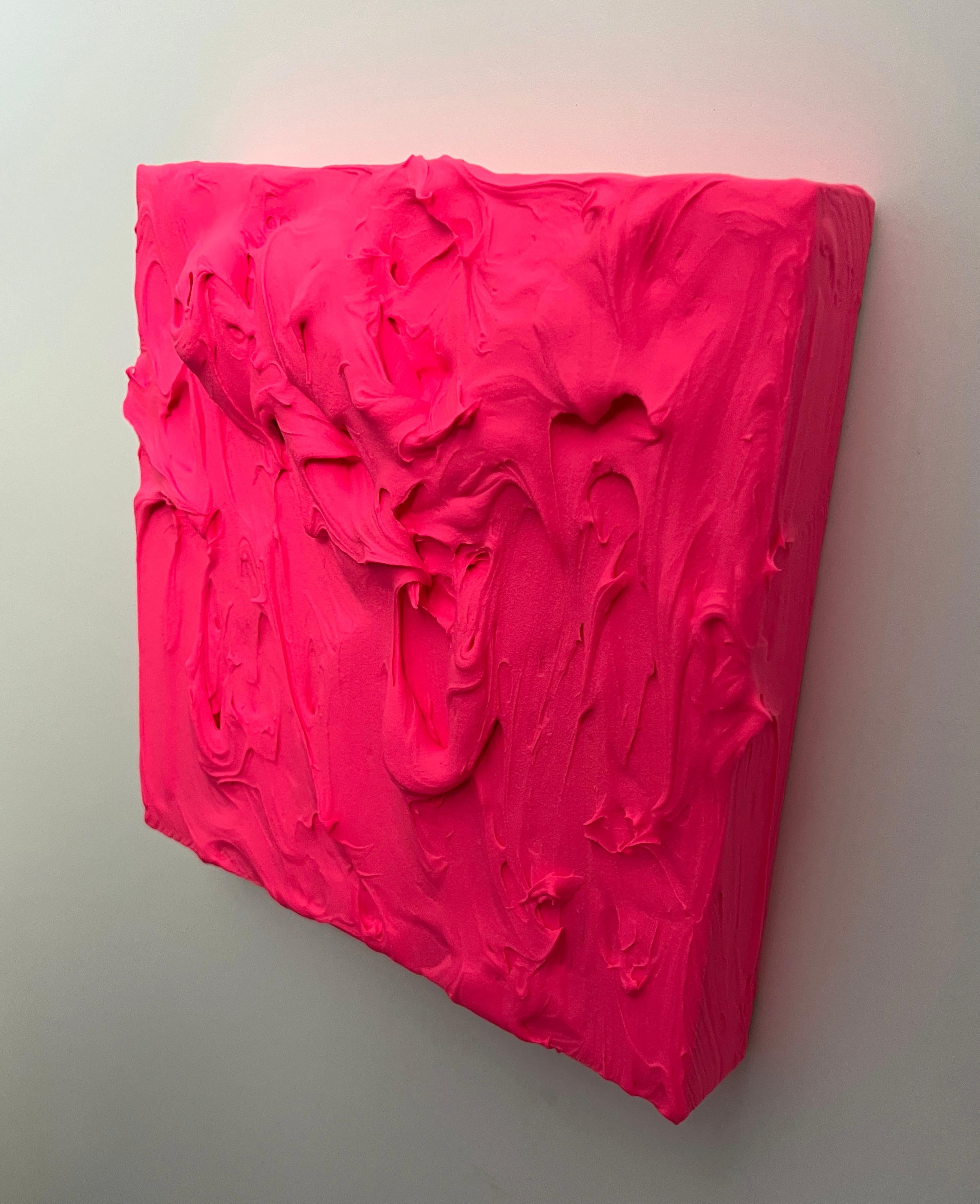 Exceso de rosa eléctrico 3 (pintura de empaste grueso diseño pop monocromo cuadrado) - Painting Arte pop de Chloe Hedden