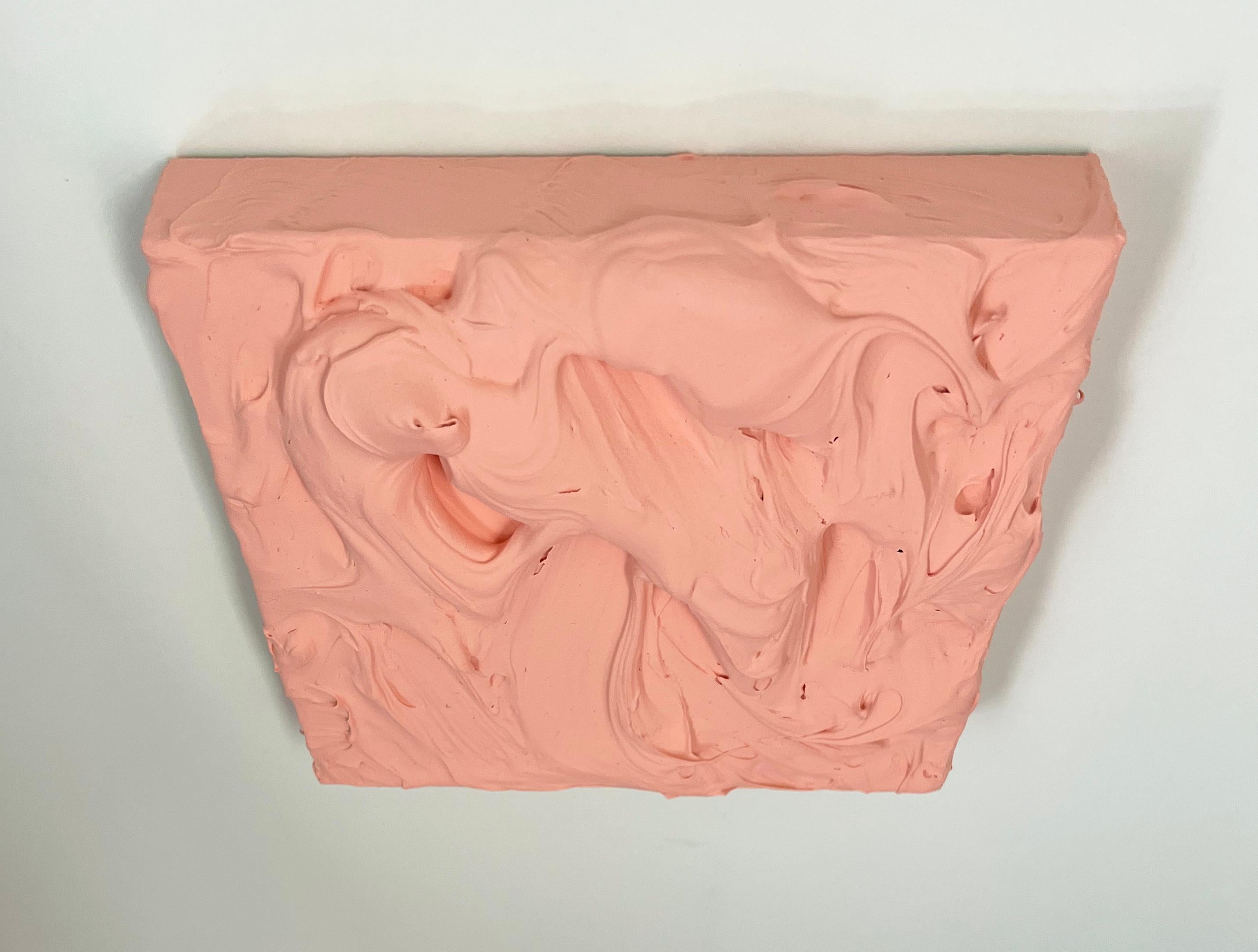 Flesh Excess (rose pink impasto thick painting monochrome pop art square design) - Sculpture by Chloe Hedden
