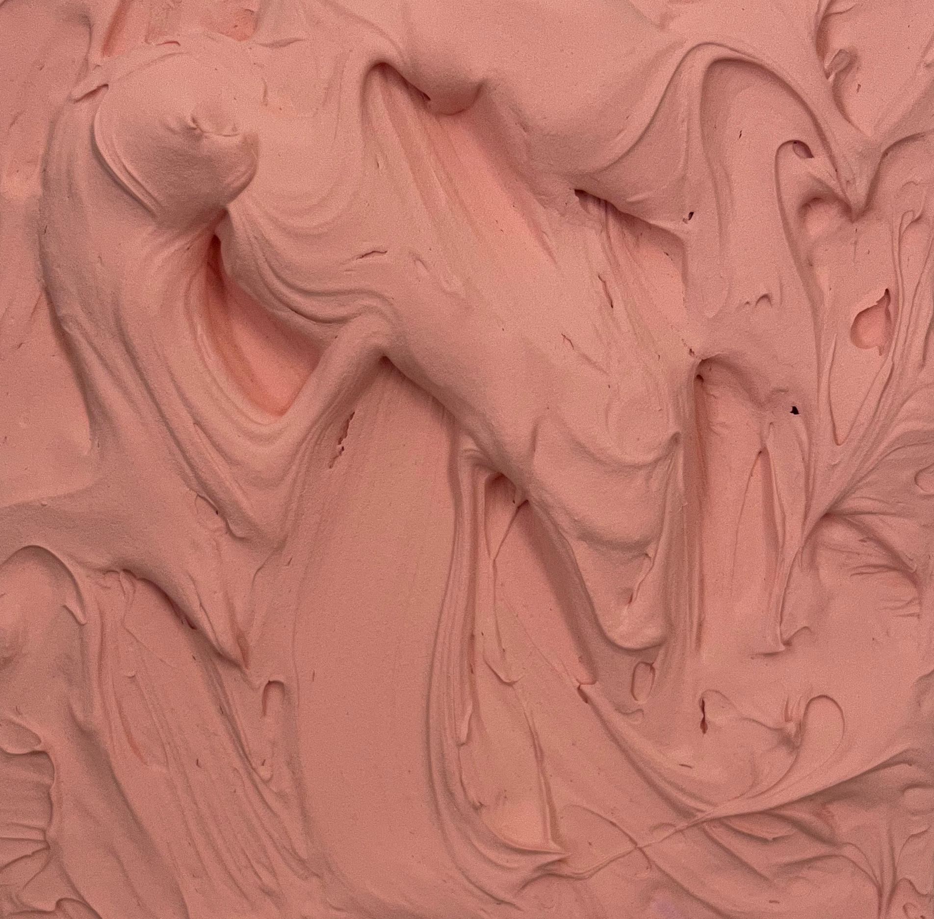 Flesh Excess (rose pink impasto thick painting monochrome pop art square design) - Pop Art Sculpture by Chloe Hedden