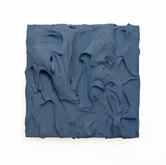 Fog Blue Excess (indigo impasto thick painting monochrome pop art square design)