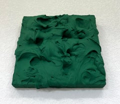 Forest Fern Excess (peinture verte épaisse à l'empâtement, carré monochrome pop design)