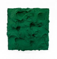 Forest Fern Excess (thick green impasto painting square monochrome pop design)