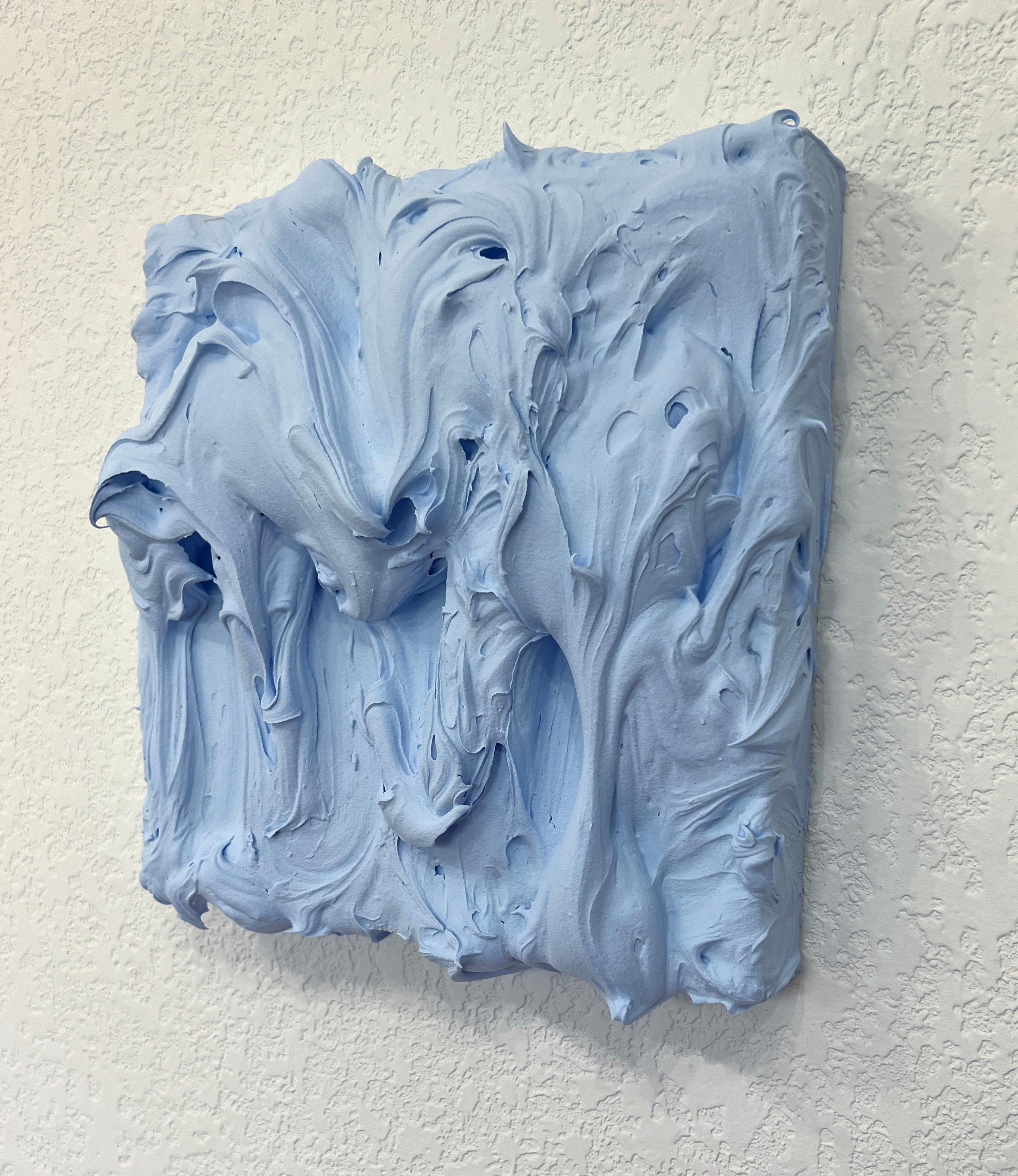 Forget Me Not Blue Excess (pittura a impasto spesso, design monocromatico pop quadrato) in vendita 1