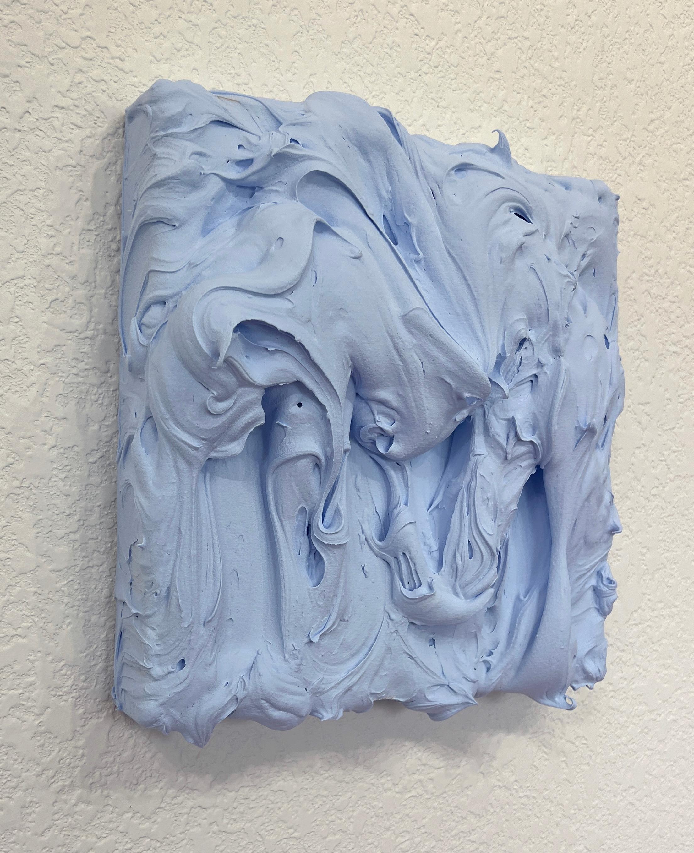 Forget Me Not Blue Excess (pittura a impasto spesso, design monocromatico pop quadrato) in vendita 2
