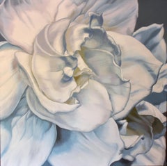 Gardenia (floral painting realist close up white flower oil painting canvas)