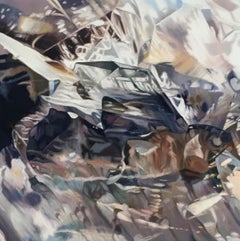Ghost 1 (Grau Neutrale Kristalle Realistische kostbare Mineralien Ölgemälde Leinwand)