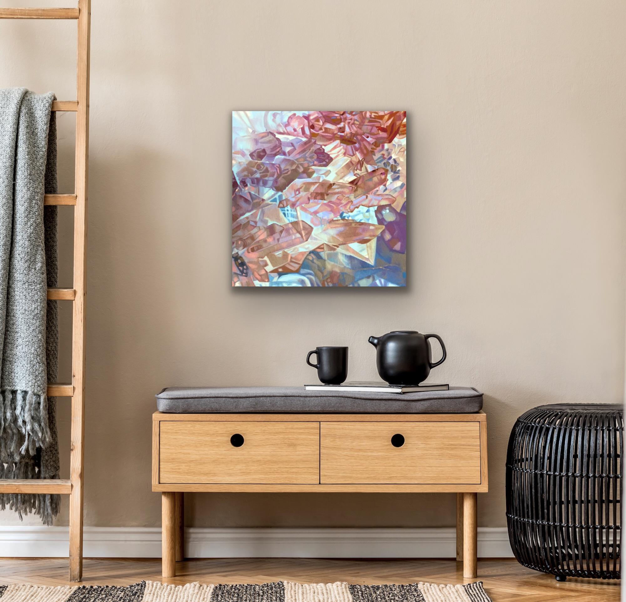 Ghost 3 (pastels crystals realist precious minerals oil painting canvas) - Painting by Chloe Hedden